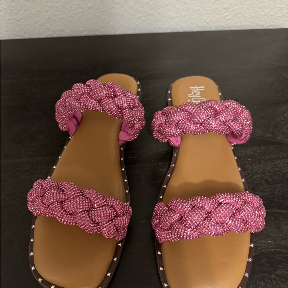 Corkeys Don’t Get It Twisted Fuchsia Rhinestone Sandles - Picture 2 of 6
